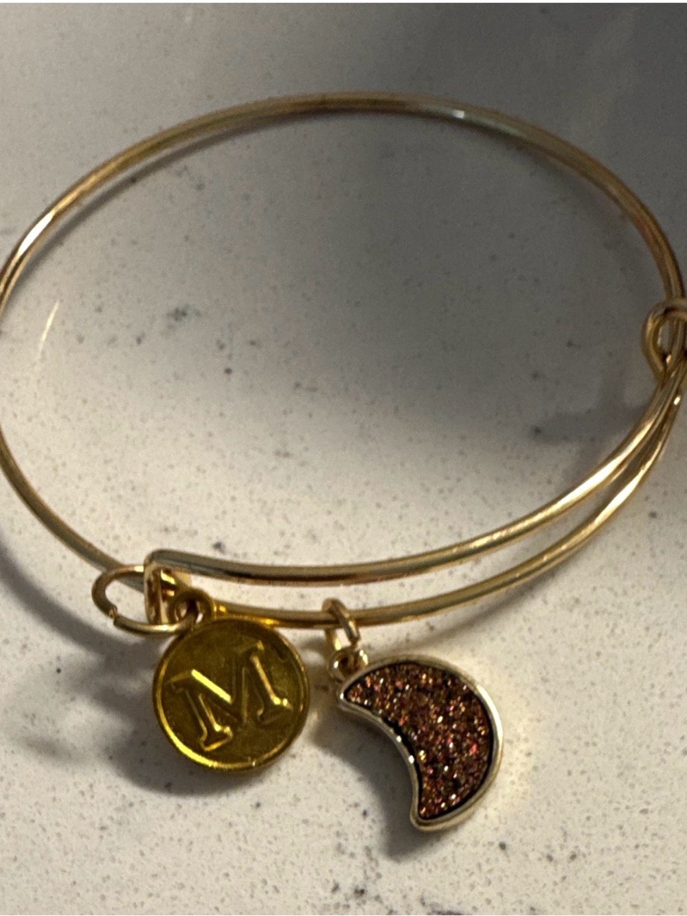 Unlisted Gold-Tone Initial 'M' Charm & Glitter Crescent Bracelet